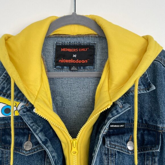 MEMBERS ONLY X Nickelodeon RARE Spongebob MidWash Denim Jacket Size L - Picture 3 of 8